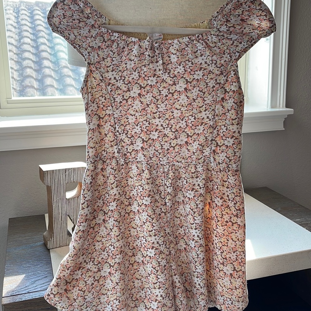 Girls Flower Printed dress with shorts, 13/14 size